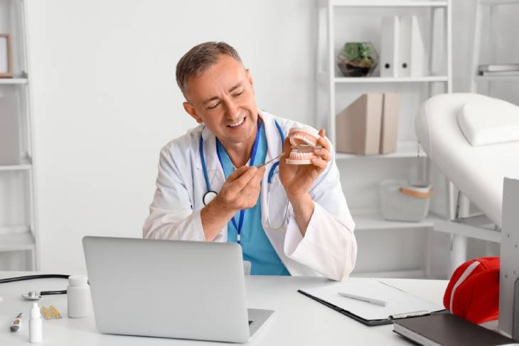 Photo of a doctor demonstrating sample